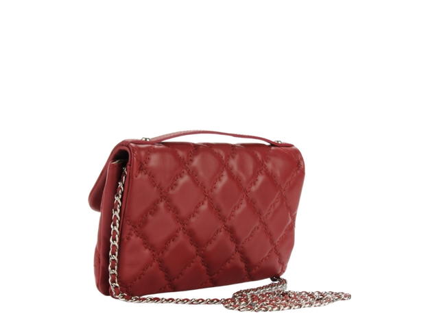 Chanel Chanel Double Stitch Hamptons Flap Bag In Calfskin Leather With Silver Hardware Red - view 2