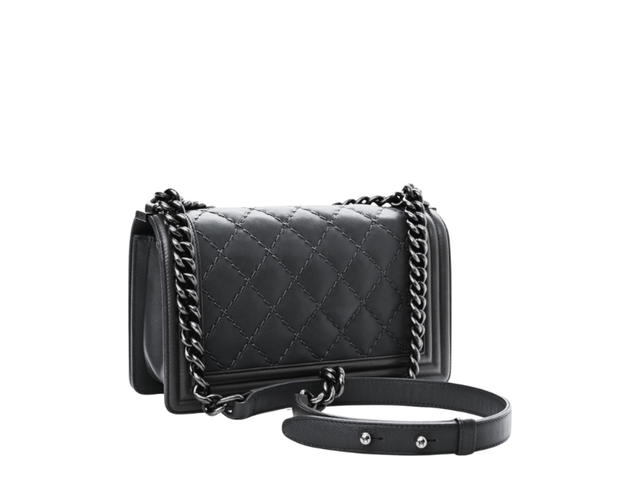 Chanel Chanel Double Stitch Medium Boy Flap In Calfskin With Silver Metal Hardware Black - view 2