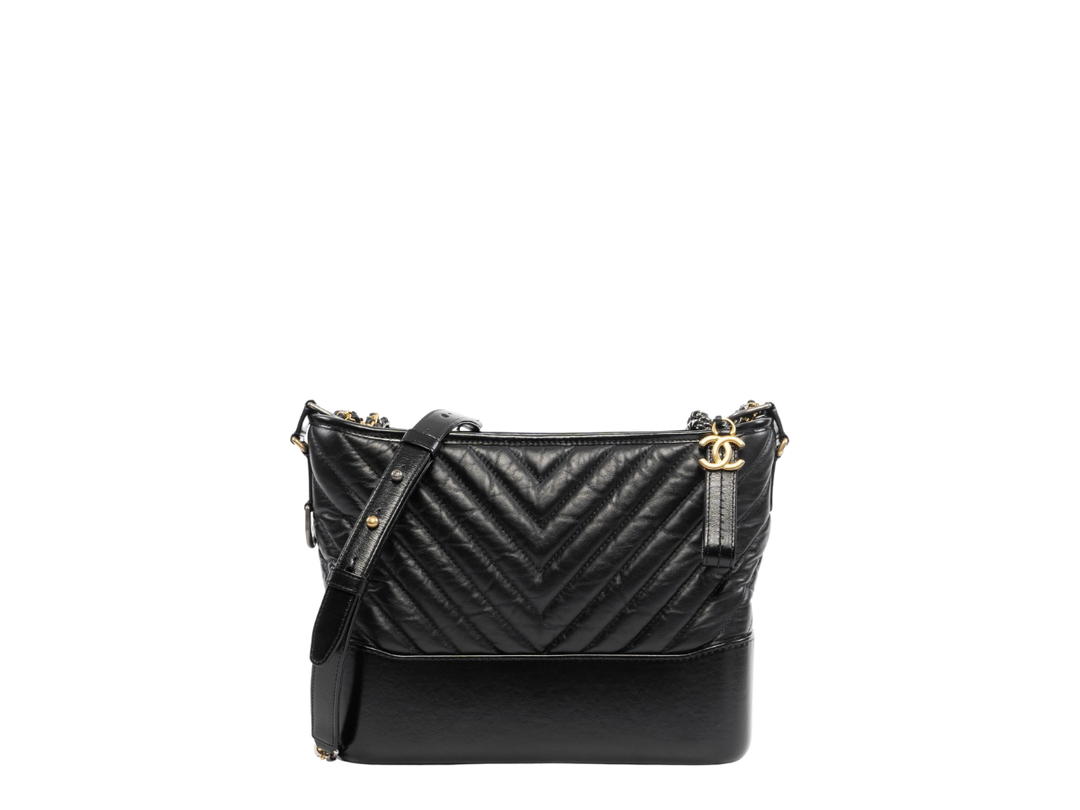 Chanel Chanel Gabrielle Hobo Bag In Silver Gold-tone Hardware With Black