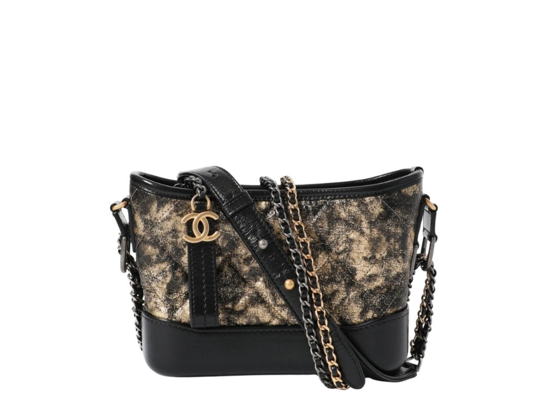 Chanel Chanel Gabrielle Mini Shoulder Bag In Gold And Black Leather
