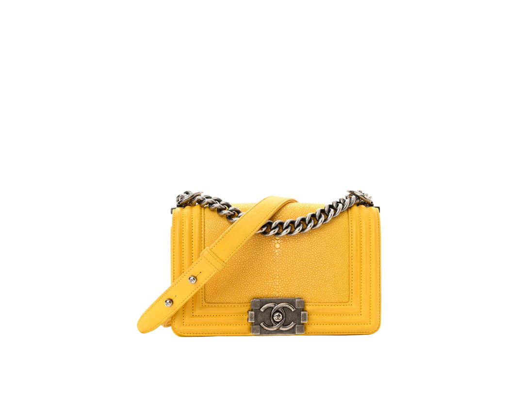 Chanel Chanel Galuchat Stingray Small Boy Flap Yellow