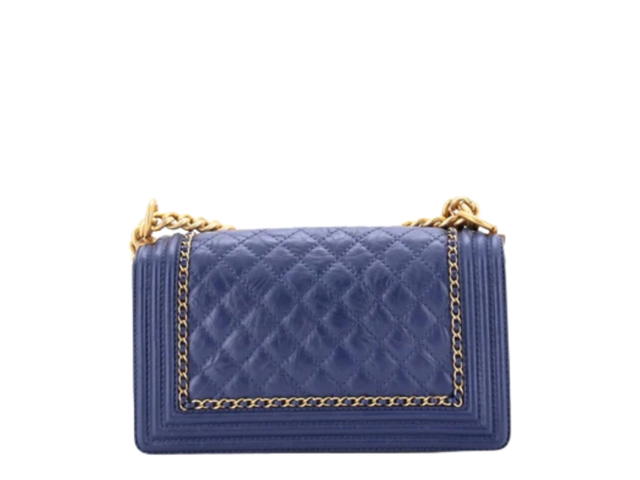Chanel Chanel Jacket Boy Flap Bag In Blue Aged Calfskin With Gold Hardware - view 2