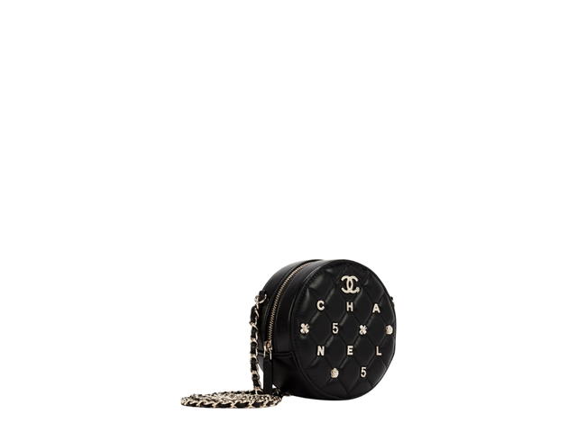 Chanel Chanel Lucky Charms Round Clutch With Chain Pale Gold Hardware Black - view 2