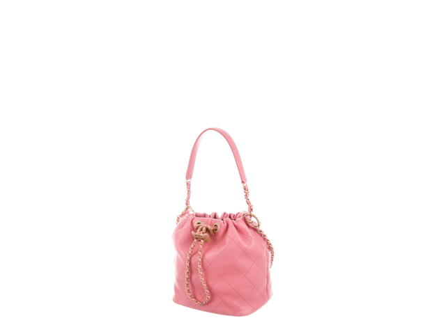 Chanel Chanel Lambskin Drawstring Bag In Gold-Tone Hardware With Pink - view 2