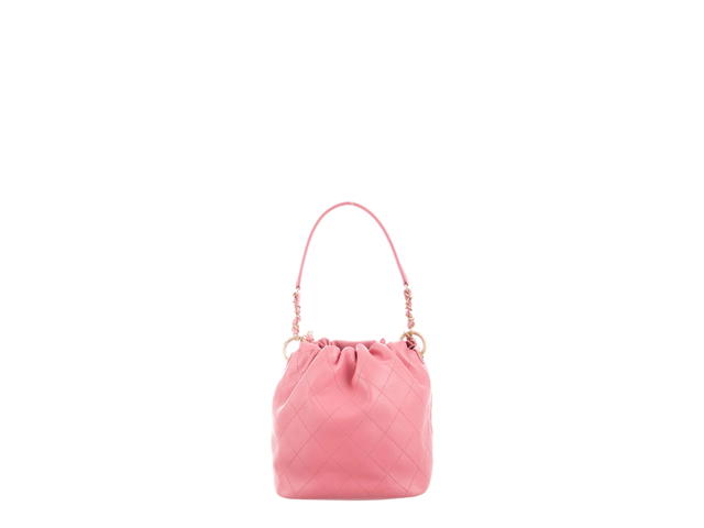 Chanel Chanel Lambskin Drawstring Bag In Gold-Tone Hardware With Pink - view 3