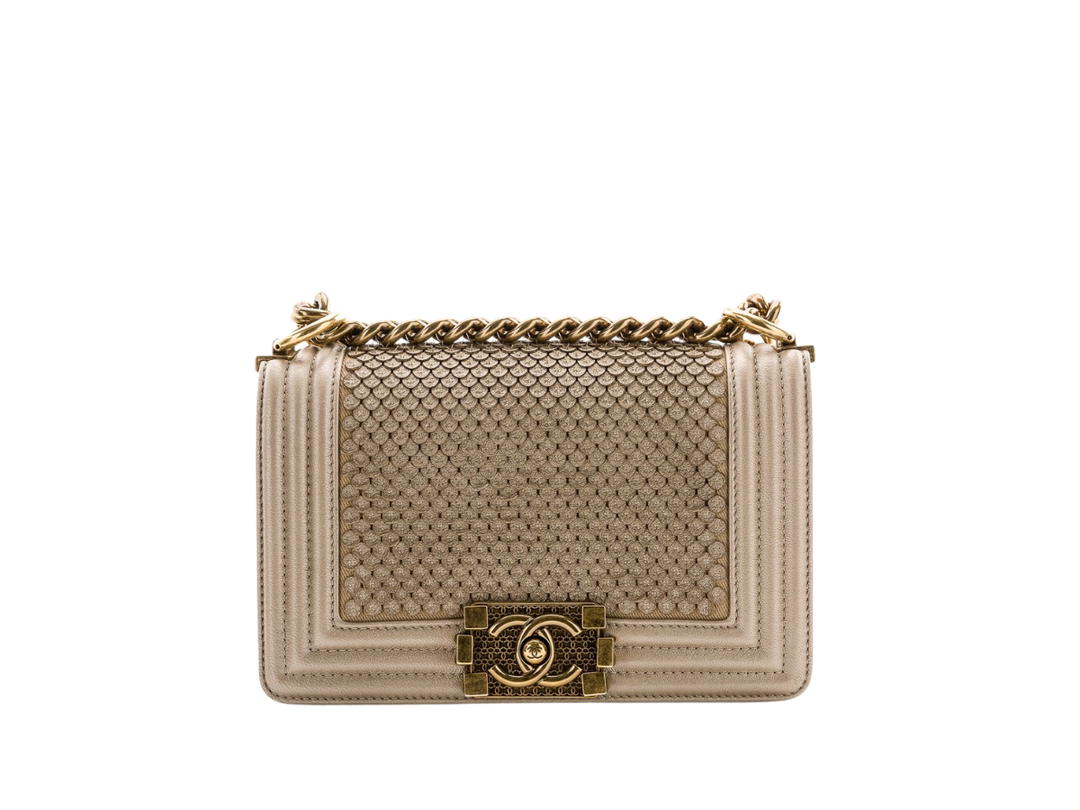 Chanel Chanel Lambskin Small Scaled Boy Flap Gold
