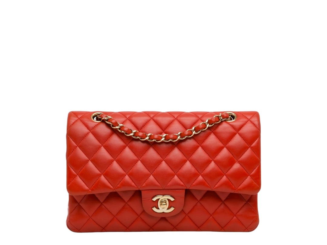 Chanel Chanel Classic In Red Lambskin With Gold Hardware