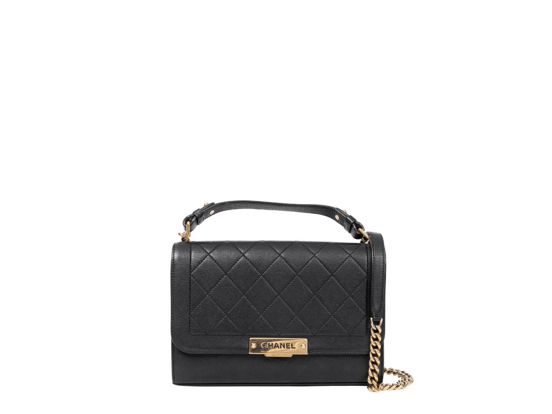 Chanel Chanel Matelasse Chain Shoulder Bag In Gold Hardware With Black