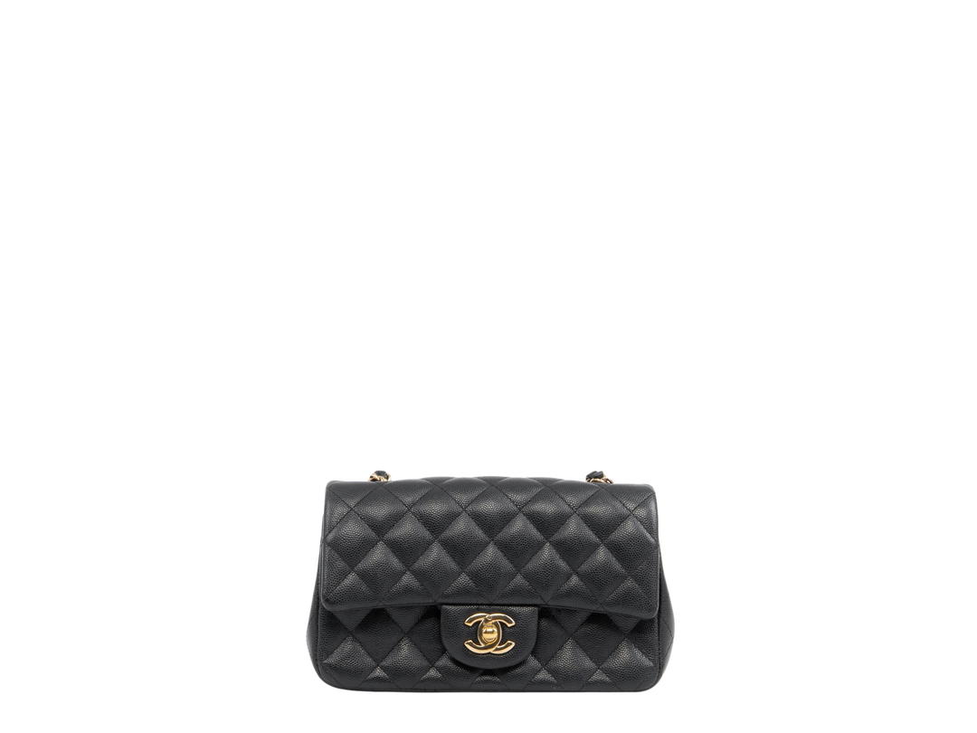 Chanel Chanel Mini Rectangular Flap Bag In Gold Hardware With Black