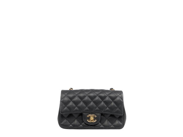 Chanel Chanel Mini Rectangular Flap Bag In Gold Hardware With Black - view 1