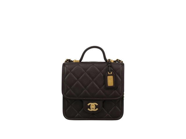 Chanel Chanel Mini School Memory Top Handle Flap Bag Dark Brown - view 1