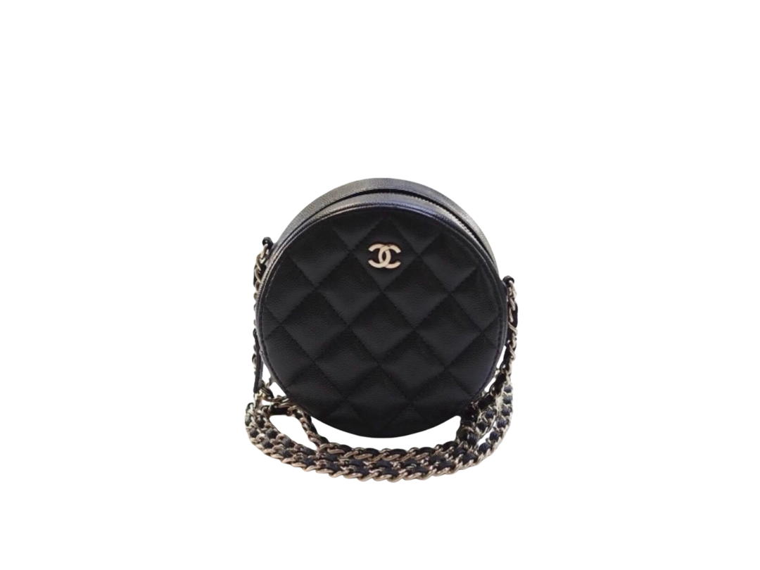 Chanel Chanel Round Chain Clutch Ghw Black