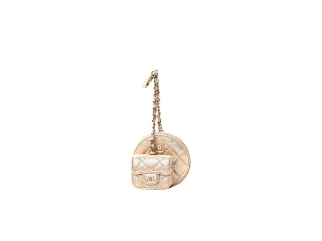 Chanel Chanel Round Clip On Coin Purse Airpods Case In Metallic Lambskin With Gold-Tone Hardawre - view 1