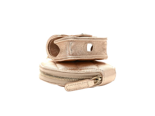 Chanel Chanel Round Clip On Coin Purse Airpods Case In Metallic Lambskin With Gold-Tone Hardawre - view 3