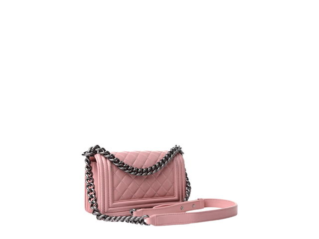 Chanel Chanel Small Boy Bag In Antiqued Silver-Tone With Light Pink - view 2