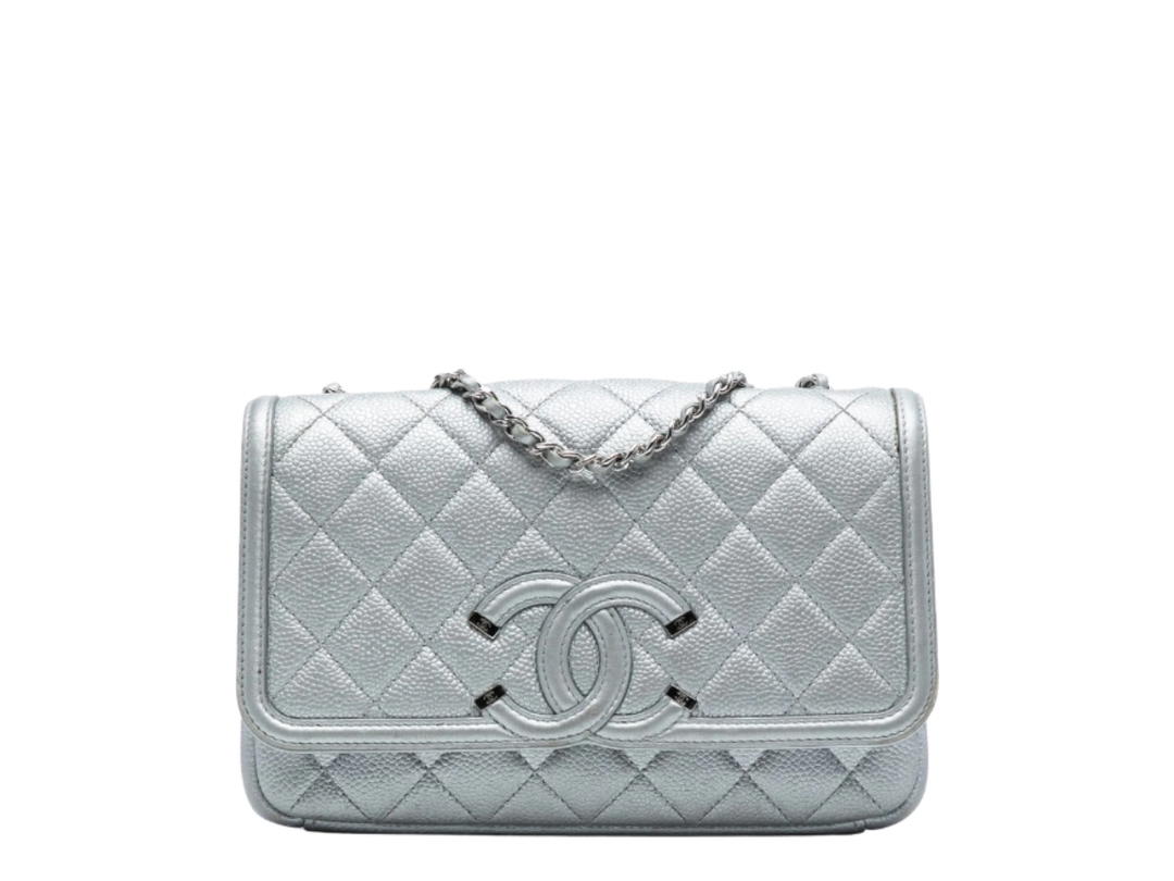 Chanel Chanel Small CC Filigree Flap Crossbody Bag Silver