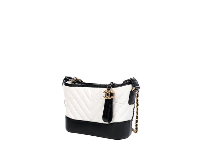 Chanel Chanel Small Gabrielle Hobo In Gold Hardware With Black White - view 2