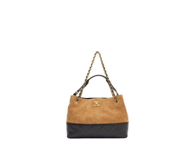 Chanel Chanel Small Shopping Bag Beige Suede Calfskin And Black Lambskin - view 1