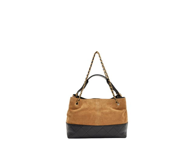 Chanel Chanel Small Shopping Bag Beige Suede Calfskin And Black Lambskin - view 3