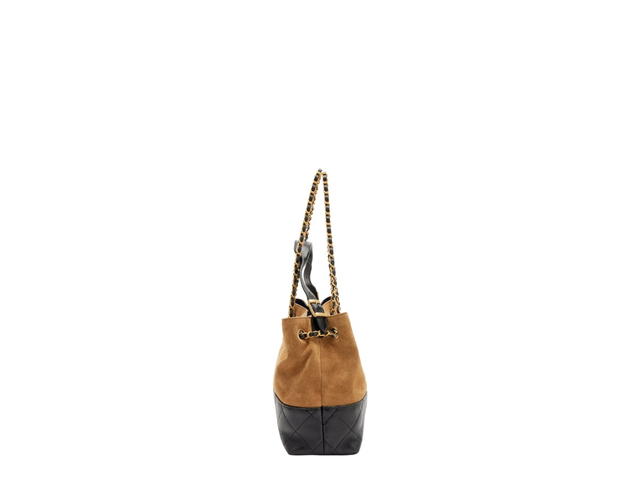 Chanel Chanel Small Shopping Bag Beige Suede Calfskin And Black Lambskin - view 4