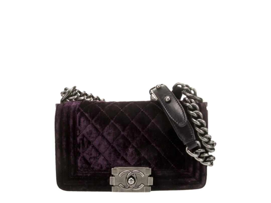 Chanel Chanel Small Velvet Boy Bag Purple Velvet