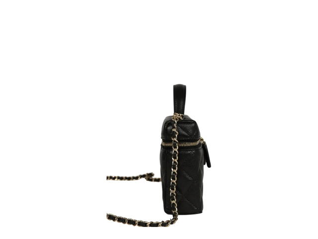 Chanel Chanel Top Handle Long Vanity Case with Chain Black Shiny Lambskin Gold Hardware - view 3