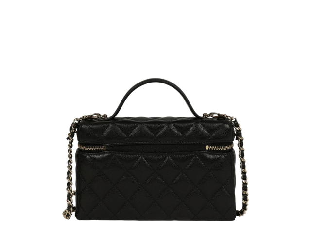 Chanel Chanel Top Handle Long Vanity Case with Chain Black Shiny Lambskin Gold Hardware - view 4