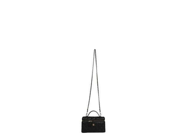Chanel Chanel Top Handle Long Vanity Case with Chain Black Shiny Lambskin Gold Hardware - view 7