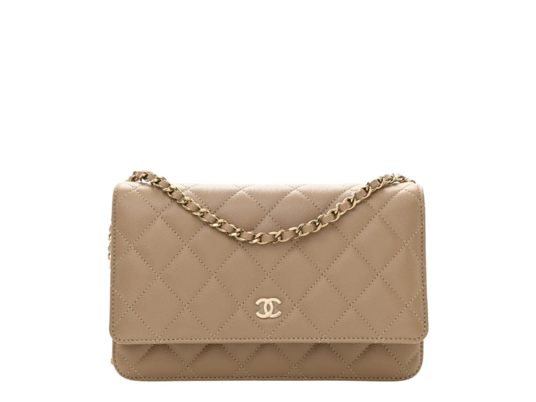 Chanel Chanel Wallet on Chain WOC In Beige Caviar With Gold Hardware