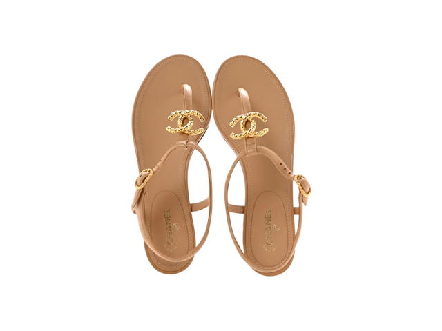 Chanel Chanel CC Logo Thong Sandals Light Brown - view 3