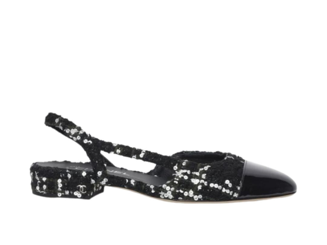 Chanel Chanel Glittered Tweed Sandals Black (Women's)
