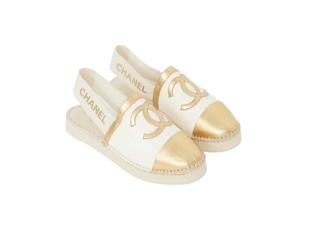 Chanel Chanel Leather CC Logo Mule Beige Gold (Woman's)