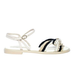 Buy Chanel Metallic Woven CC Sandals White at Sasom – Authentic and Ready to Ship