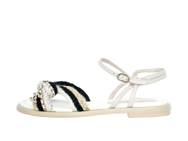 Chanel Chanel Metallic Woven CC Sandals White - view 2