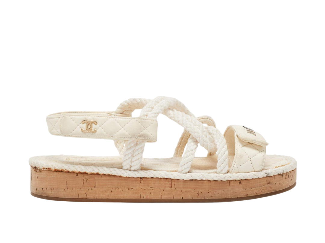 Chanel Chanel Rope CC Dad Sandals Cream