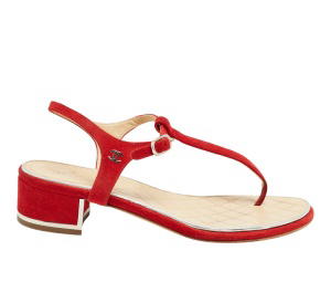 Buy Chanel Suede CC Thong Ankle Strap Sandals Red  (W) at Sasom – Authentic and Ready to Ship