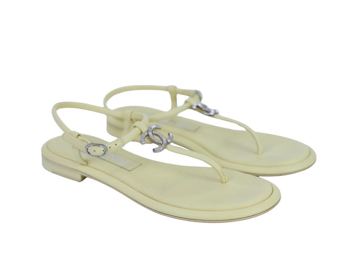 Chanel Chanel Sandals with Silver Logo Yellow (Women's)