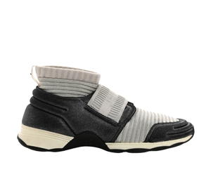 Chanel Chanel Glitter Stretch Fabric CC Sneakers Grey Black