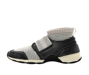 Chanel Chanel Glitter Stretch Fabric CC Sneakers Grey Black - view 2