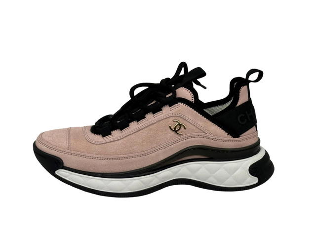 Chanel Chanel Suede CC Sport Lace Up Sneakers Light Pink - view 2