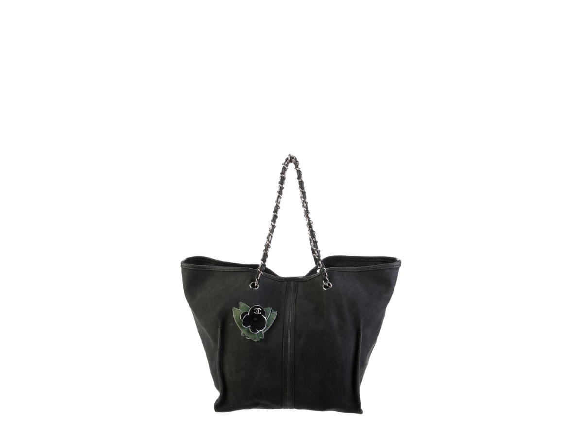 Chanel Chanel Karl Lagerfeld Nubuck Camellia Tote Black