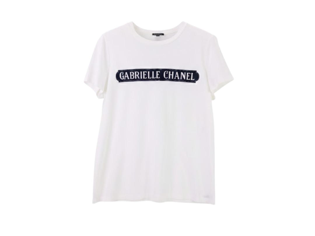 Chanel Chanel Gabrielle Velvet Logo Cotton T-Shirt White