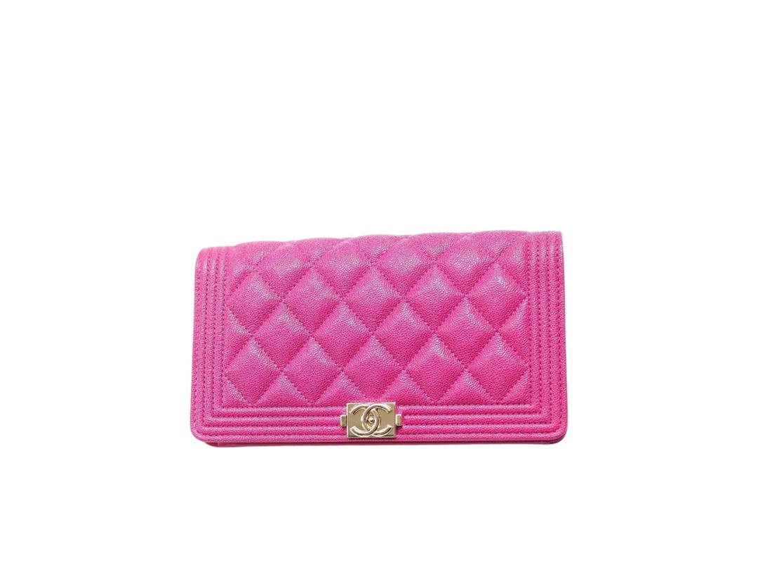 Chanel Chanel Bi-fold Wallet In Pink Caviar With Gold Hardware Pink