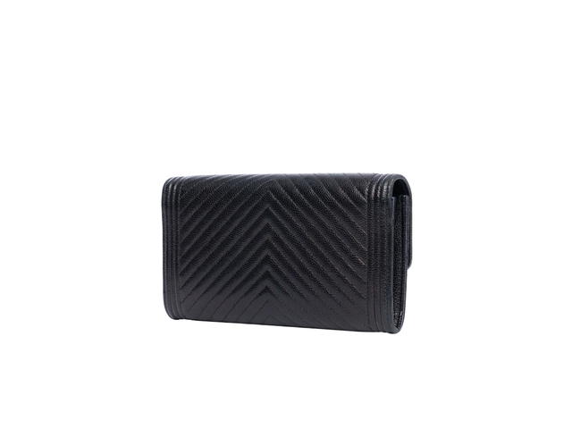 Chanel Chanel Boy Gusset Flap Wallet In Gold Hardware With Black - view 3