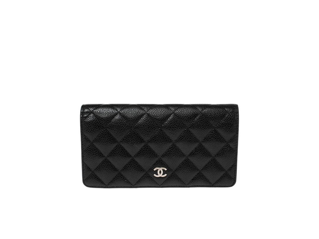 Chanel Chanel Black Quilted Caviar Leather L Yen Continental Wallet
