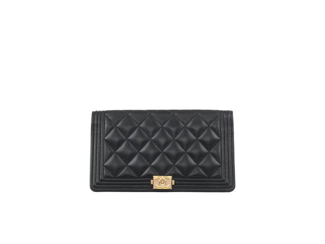 Chanel Chanel Boy Yen Wallet In Gold Hardware With Black - view 1