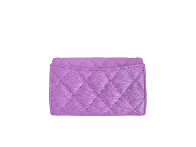 Chanel Chanel Classic Flap Card Holder 22S In Caviar With Gold Hardware Purple - view 2