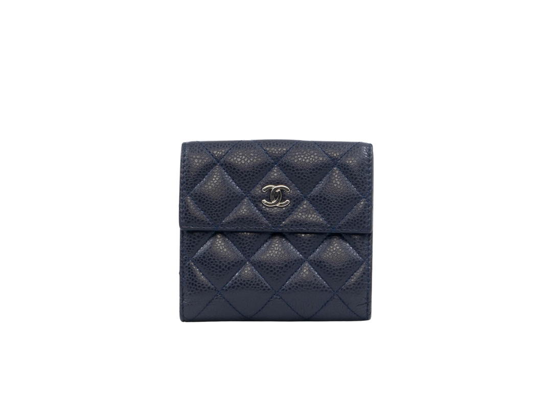 Chanel Chanel Caviar Quilted Compact French Flap Wallet In Marine