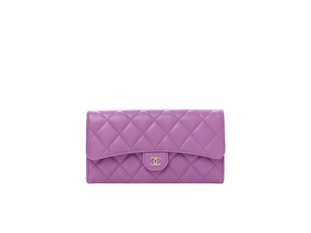 Chanel Chanel Caviar Quilted Large Flap Wallet Purple