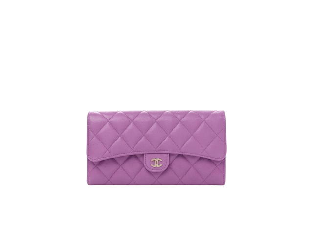 Chanel Chanel Caviar Quilted Large Flap Wallet Purple - view 1
